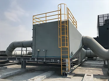 An activated carbon adsorption box connected to a pipeline