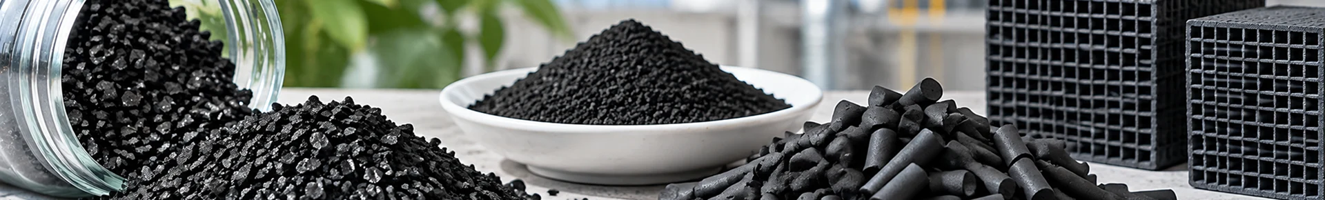 Different types of activated carbon are displayed together.