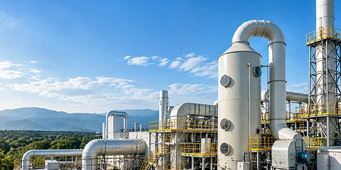 Many air pollution control devices are installed inside the factory.