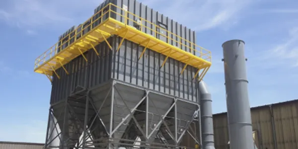 A baghouse dust collector installed on site