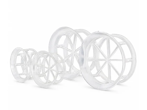 Four cascade mini ring packing pieces placed together