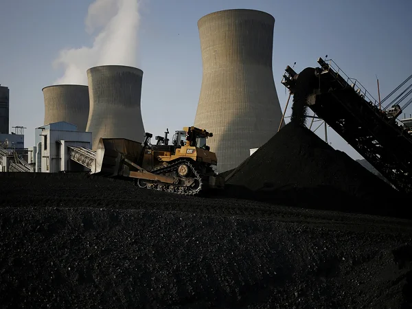 Large quantities of coal are stored at coal-fired power plants.