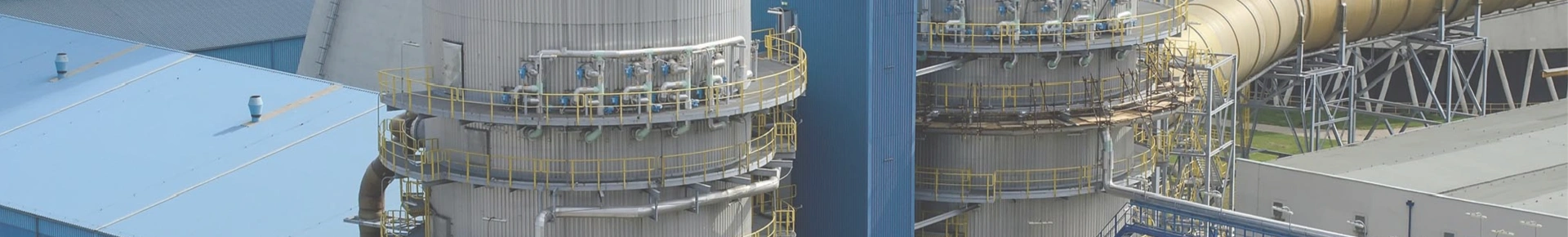 Numerous desulfurization units installed at a thermal power plant