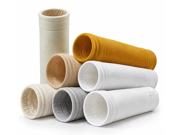 Different dust filter bags are arranged together.