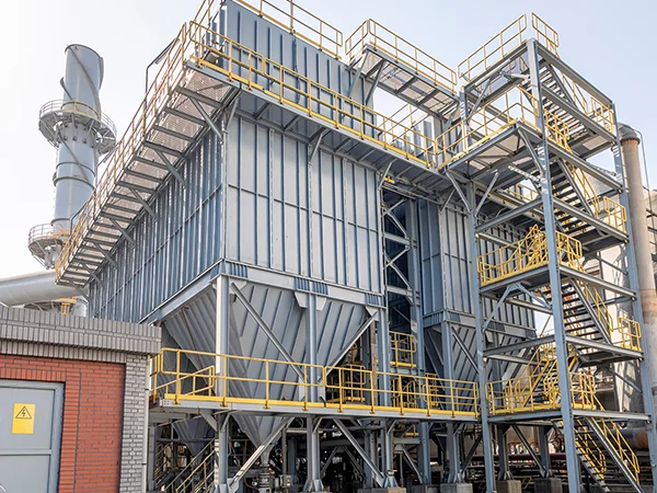 Several bag filters connected together with other equipment