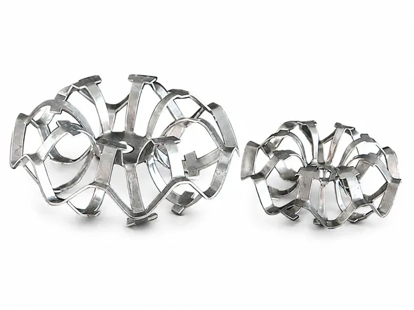 Two metal teller rosette ring units placed together