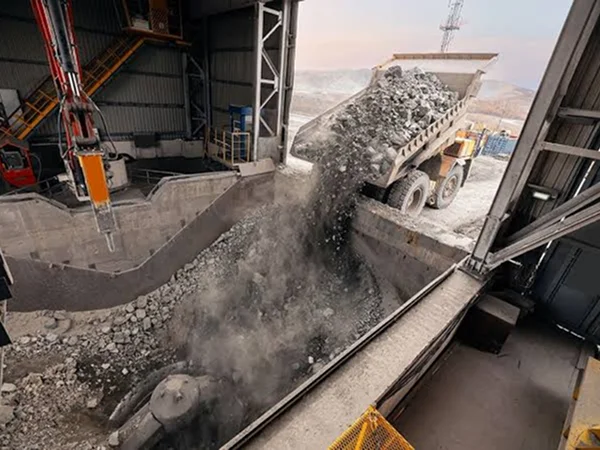 A machine crushing ore