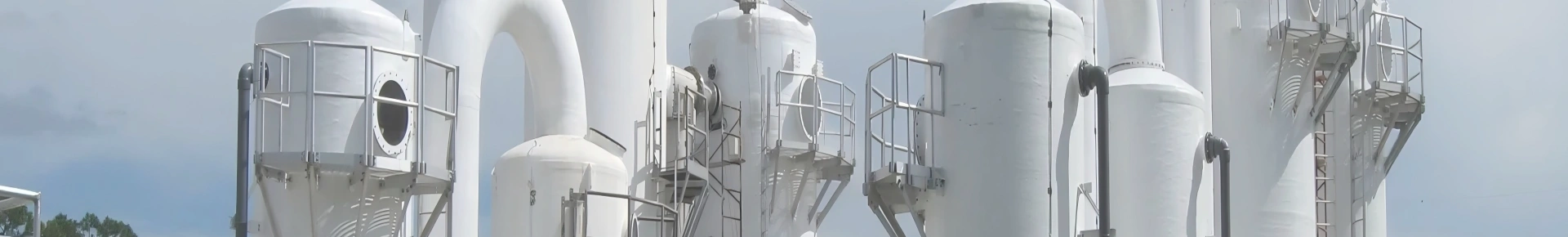 Multiple scrubbers installed together and placed on the ground