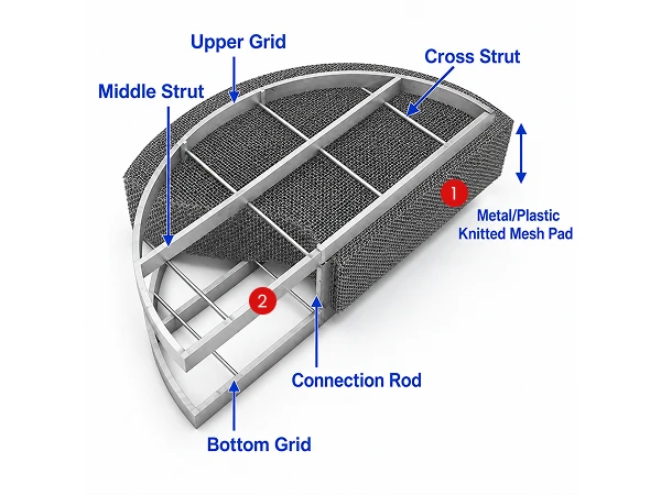 Structural layout of a wire mesh demister pad